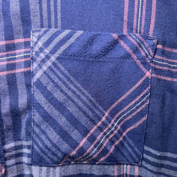 Orvis Button Up Flannel Shirt Mens Size Small Blue Pink Plaid Long Sleeve EUC - Picture 4 of 12